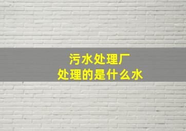 污水处理厂 处理的是什么水